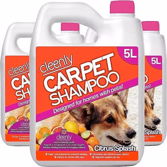 Cleenly Pet Carpet Shampoo Cleaner Solution Citrus Splash Fragrance, Orange, 15 kg