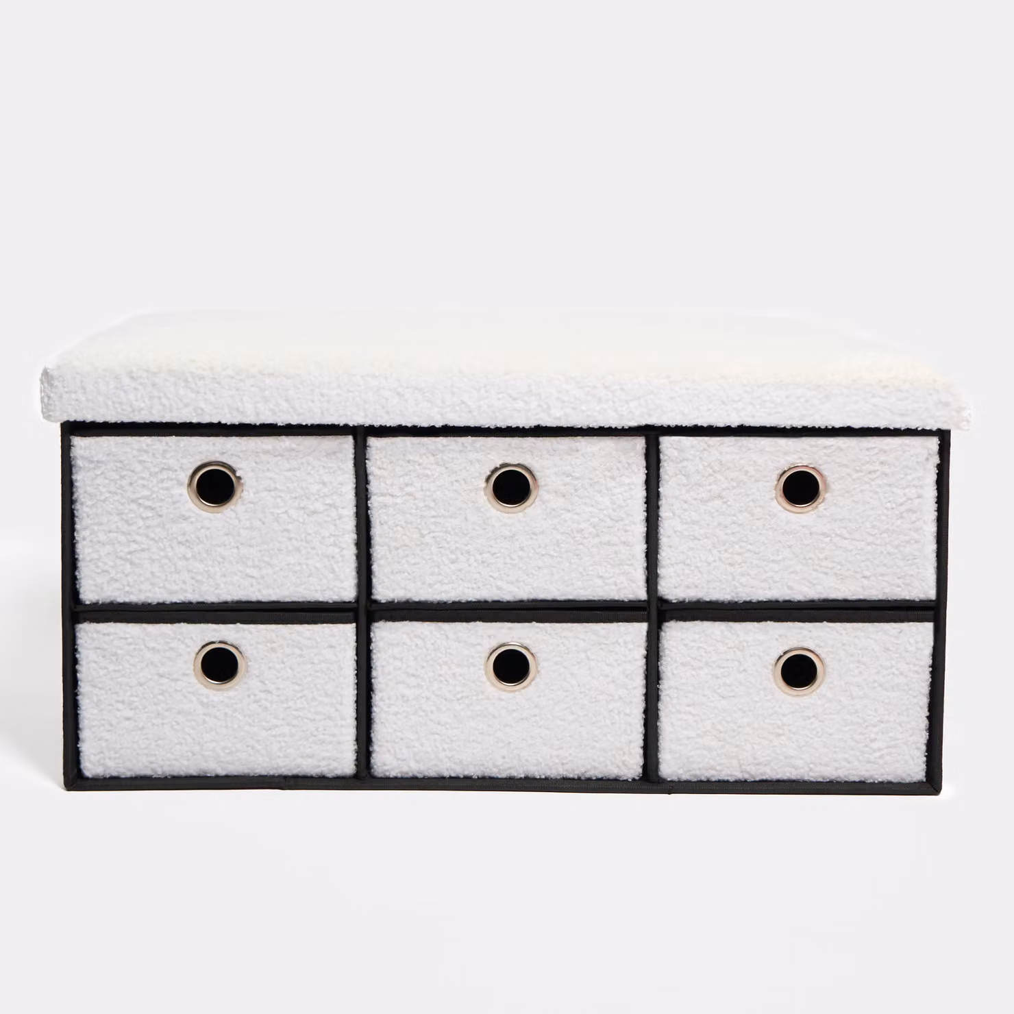 OHS 6 Drawer Boucle Storage Cube Ottoman Chest in White – 4