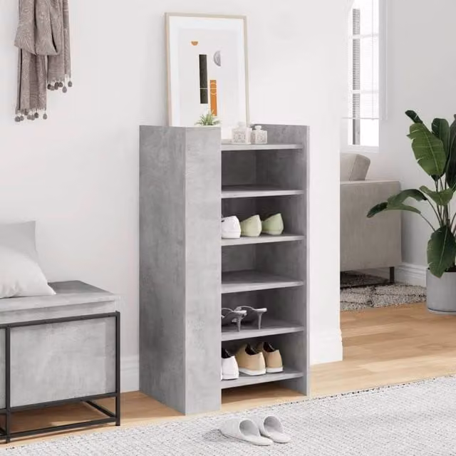 Berkfield Home Shoe Cabinet in Concrete Grey, W/D/H: 52 x 37.5 x 100 cm – 1
