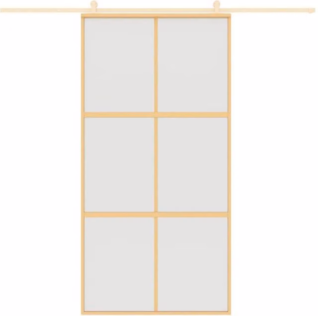 Berkfield Home Modern Sliding Door in Gold with Frosted ESG Glass and Aluminium, W: 102.5 cm, H: 205 cm