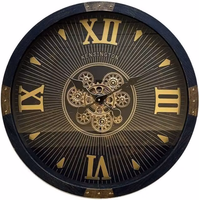 Minster Gear Analog Wall Clock in Black, W64 x H64 x D8 cm