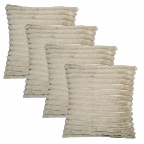 OHS Green Faux Fur Thick Ribbed Cushion Covers, 4 Pack, W/D/H: 45 x 45 x 45 cm – 1