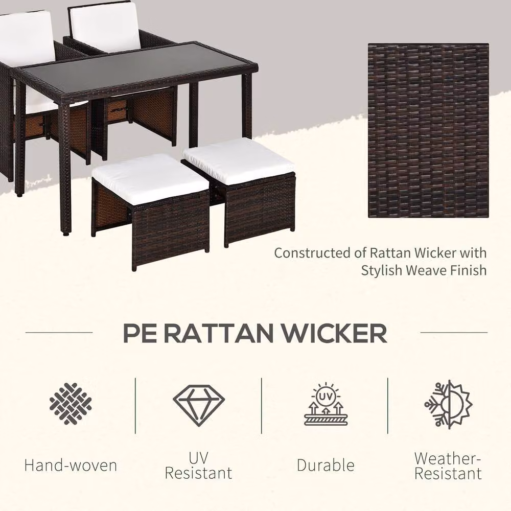 STILVORA Modern Space Saving Dining Set with Brown Steel Frame – 3