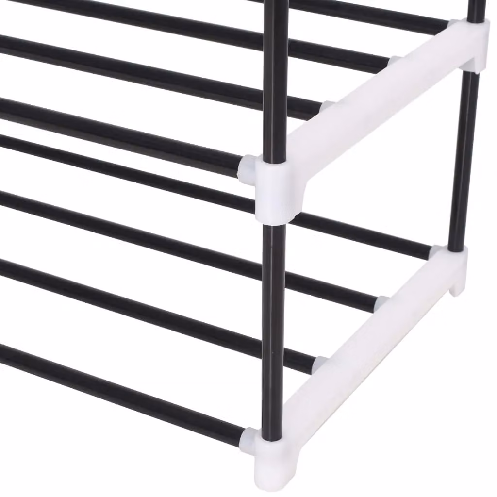 Berkfield Home Freestanding 7-Shelf Shoe Rack in Matt Black Metal and Plastic – 3
