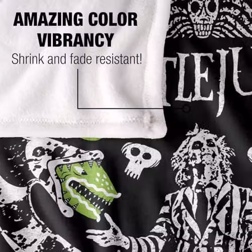 LOGOVISION Beetlejuice 1988 Double Worms Super Soft Silky Touch Fleece Throw Blanket, Multicolour, W: 152.4 cm x D: 127 cm – 3