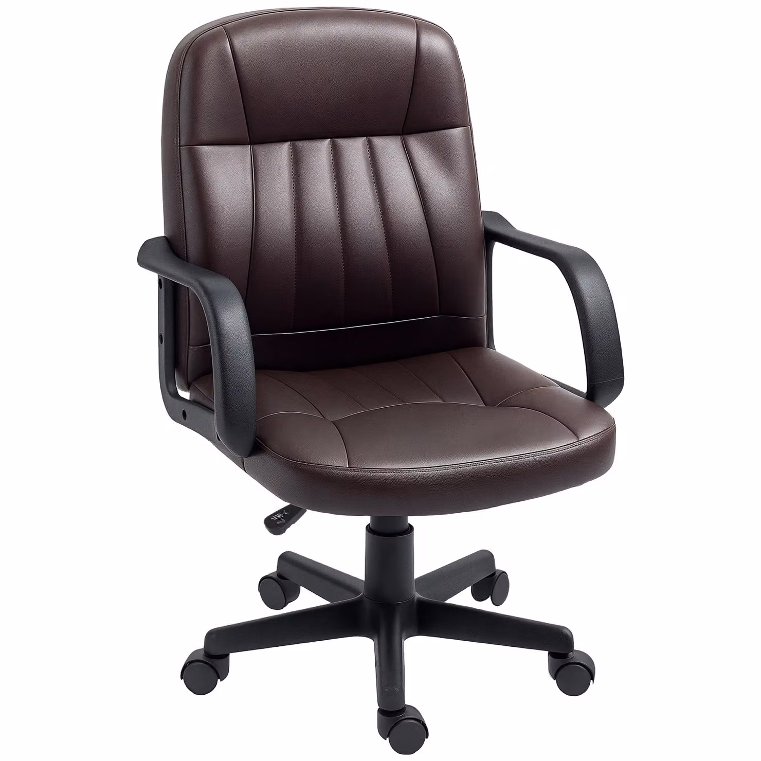 HOMCOM Dark Brown PU Leather Swivel Office Chair for Home and Computer Desk – 2