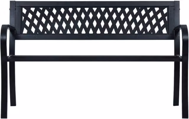 Berkfield Home Geometric Garden Bench in Matt Black Metal and Plastic, Width: 125 cm