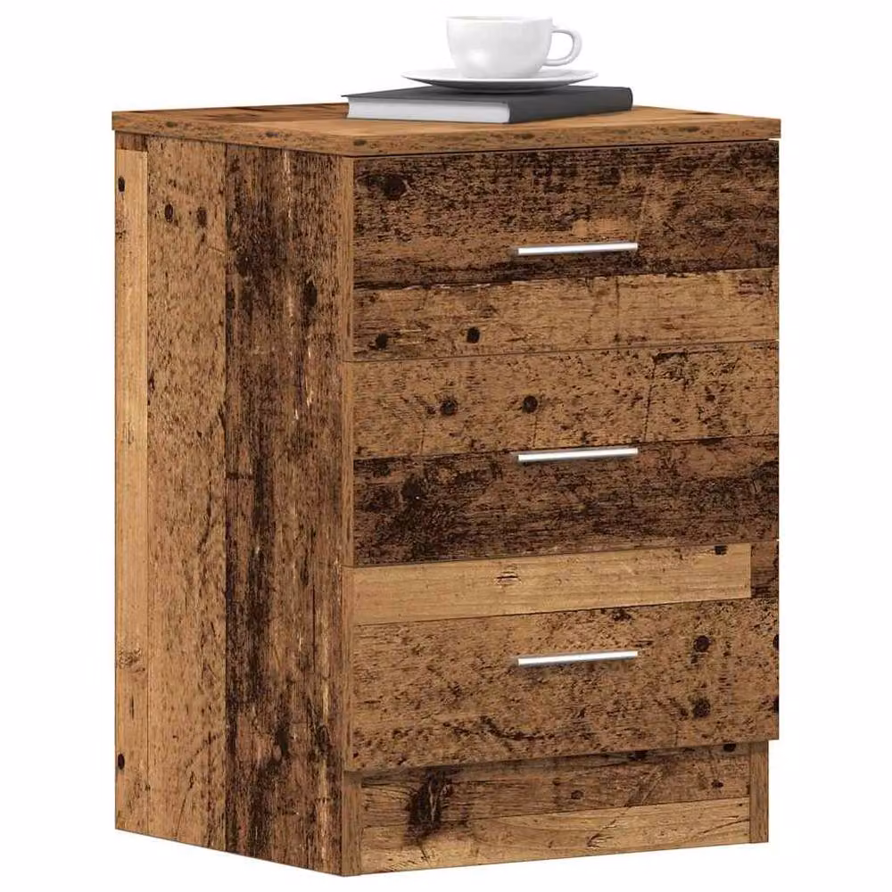 Berkfield Home Set of 2 Bedside Cabinets in Old Wood, W/D/H: 38 x 35 x 55 cm – 2