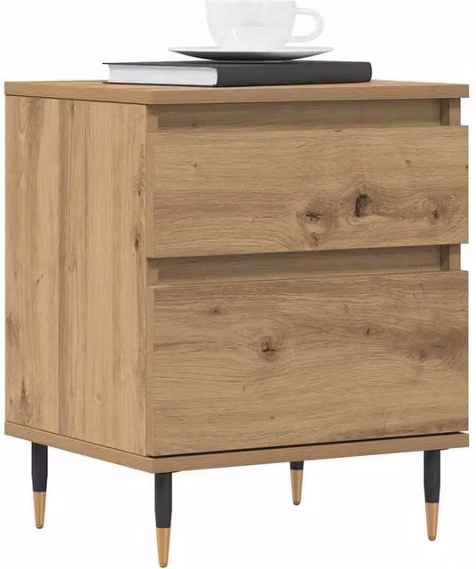 Berkfield Home Modern Bedside Cabinets, 2 Piece Set in Artisan Oak Brown, W/D/H: 40 x 35 x 50 cm