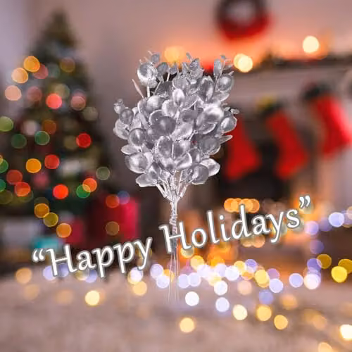 VFM e-Store Silver Eucalyptus Floral Christmas Bush Decoration, H 28 cm x W 16 cm – 3