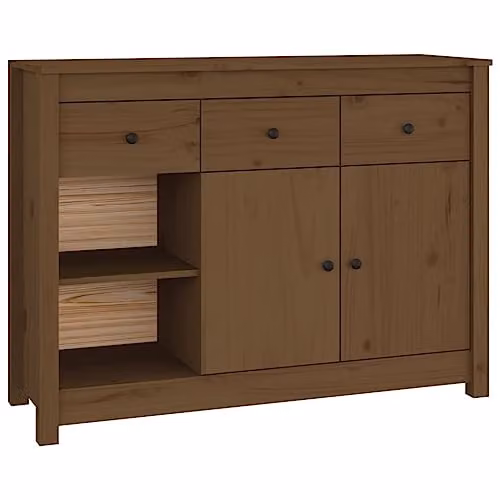 vidaXL Solid Wood Pine Sideboard in Honey Brown, W/D/H: 100 x 35 x 74 cm
