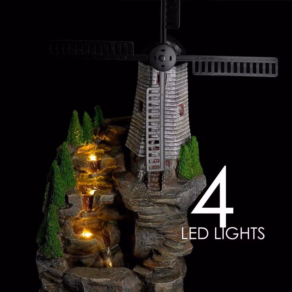 FLAVORA Grey LED Cascade Water Feature for Indoor or Outdoor Use, W/D/H: 41.0 x 29.0 x 71.0 cm – 4