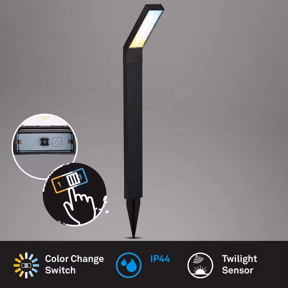Briloner Black Solar LED Garden Bollard Light with Dusk Sensor and Adjustable Colour Temperature, IP44, H 66 cm x W 50 cm x D 12.5 cm – 3