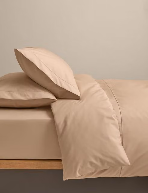M&S Egyptian Cotton 230 Thread Count Plain Duvet Cover Set, Beige, W: 180 cm x H: 200 cm