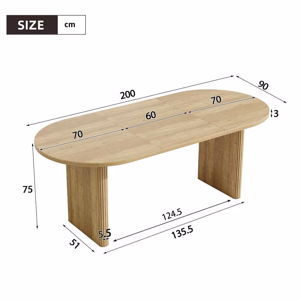 Merax Modern Oval Extendable Dining Table with Rounded Edges in Sand and Brown – 3