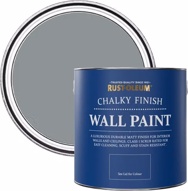 Rust-Oleum Matt Water-Based Chalky Wall Paint in Grey, 2.5L – 1