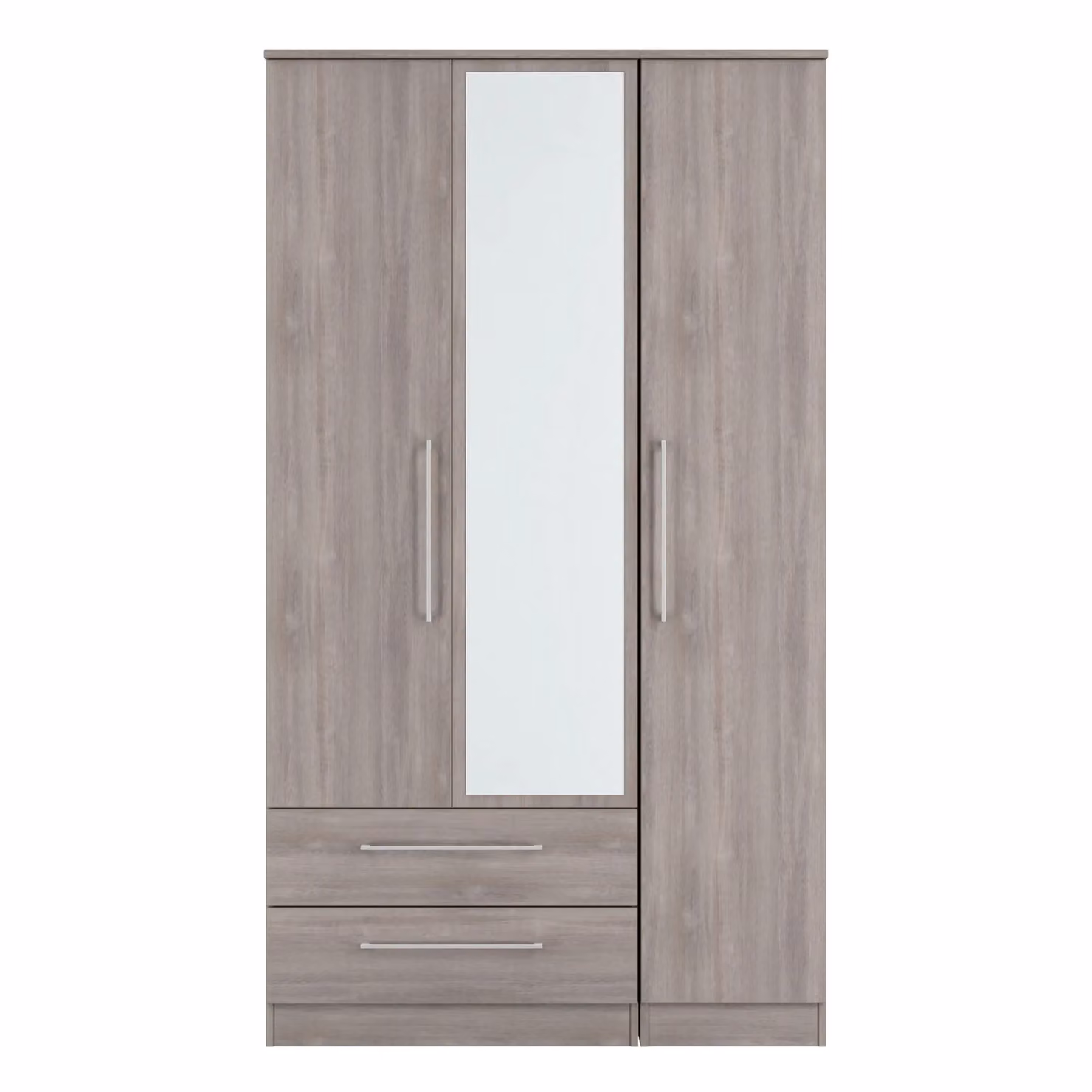Ready Assembled 2 U Gloucester Triple Mirror Wardrobe with 2 Drawers in Light Grey – 2