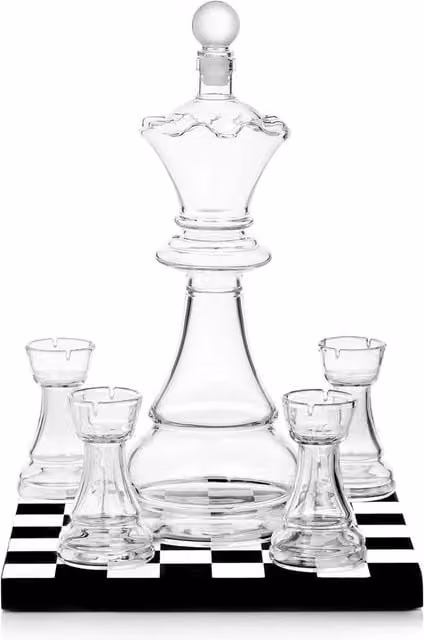 Bar Originale Chess Decanter and Glass Set with Board, Clear