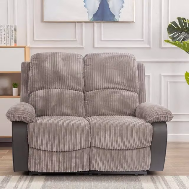 Comfy Living Grey Jumbo Cord 2 Seater Fabric Sofa