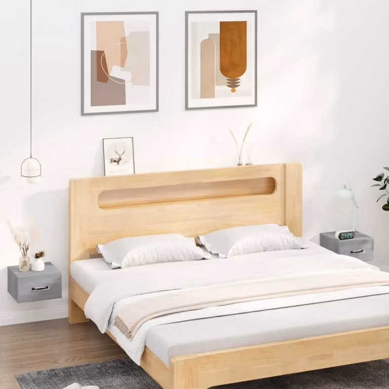 Berkfield Home Wall-mounted Bedside Cabinets, 2 Piece Set in Grey Sonoma, W/D/H: 35 x 35 x 20 cm