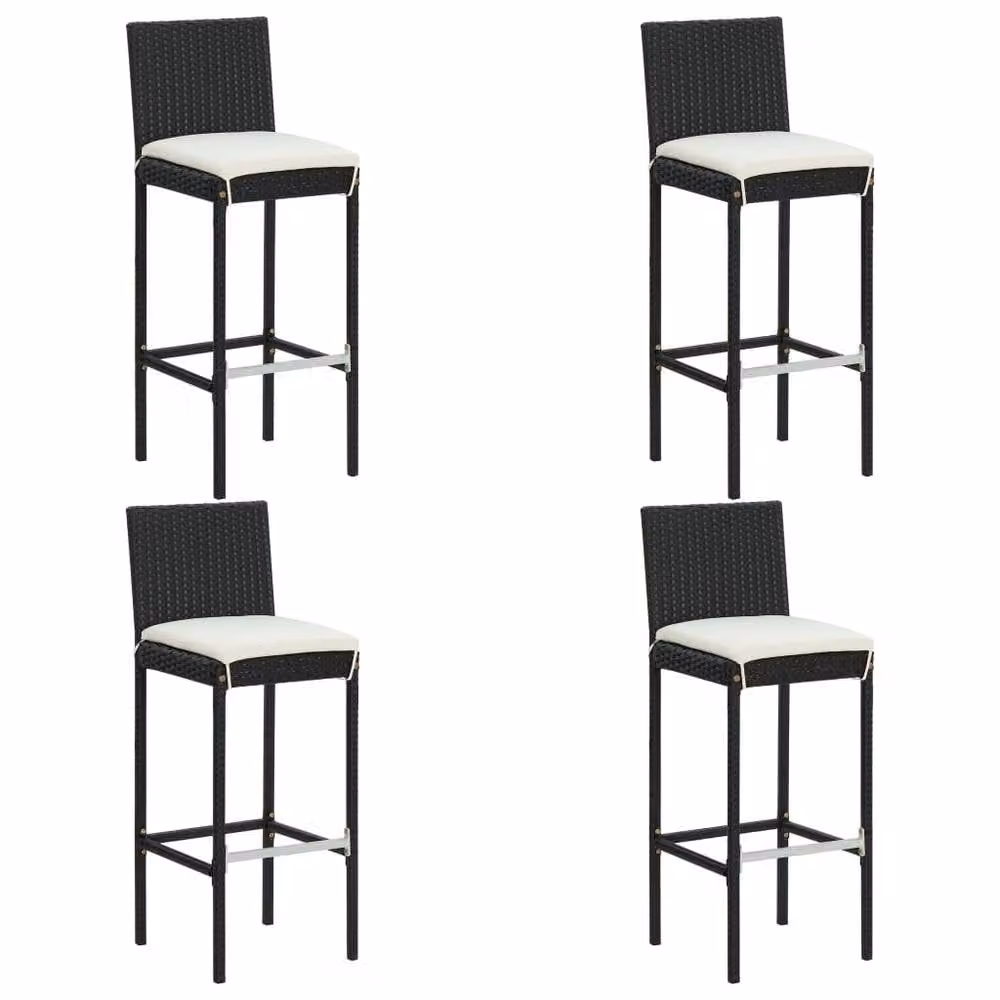 Berkfield Home 5 Piece Poly Rattan Garden Bar Set with Cushions in Black – 1