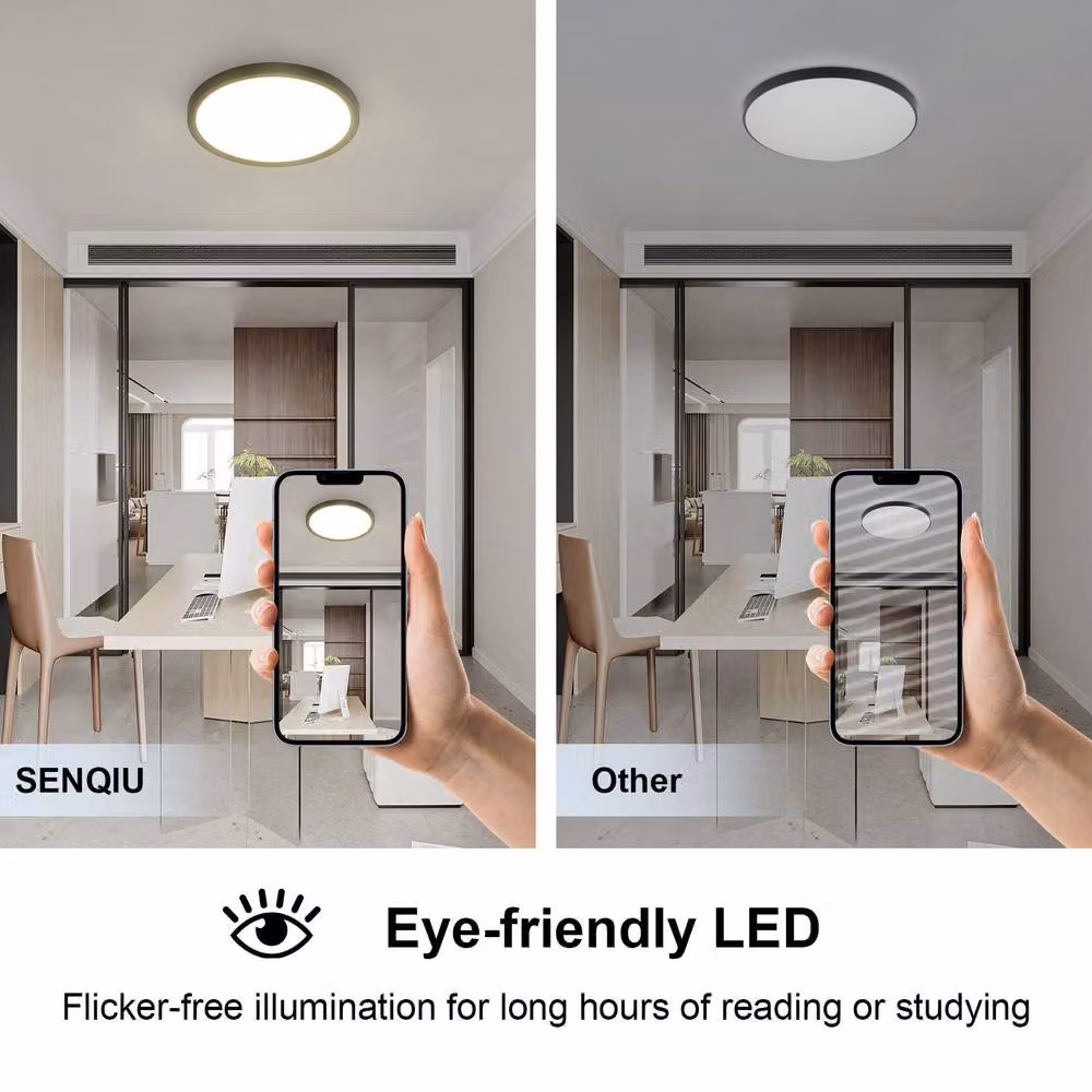 Goeco Modern Round LED Ceiling Light, 24W, 4500K, IP54, Black – 5