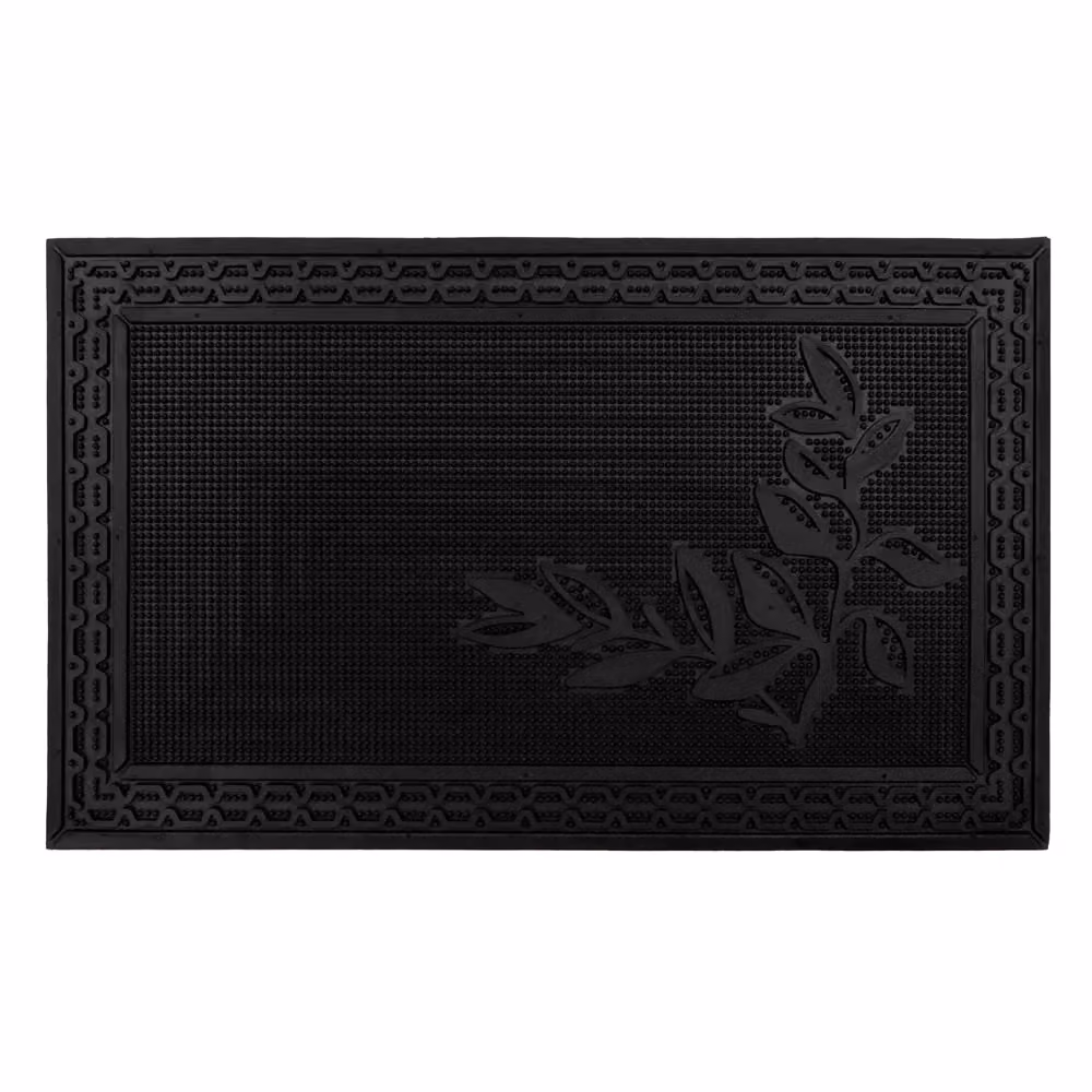 JVL Foliage Rubber Scraper Doormat and Patio Mat in Black, W: 120 cm, D: 45 cm – 2