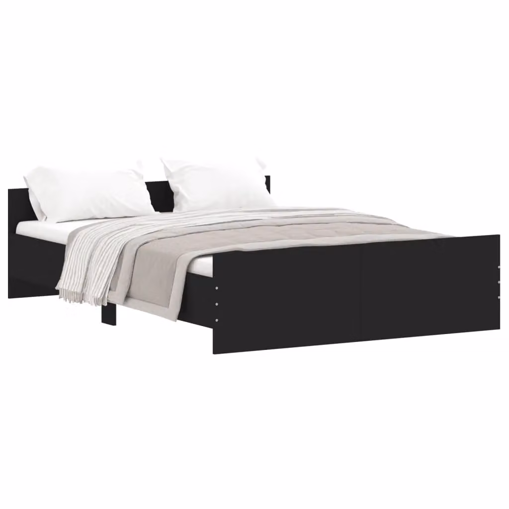 Berkfield Home Modern Bed Frame with Headboard and Footboard in Black, W/D/H: 140 x 190 cm – 2
