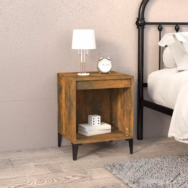 Berkfield Home Smoked Oak Bedside Cabinet in Brown W/D/H: 40 x 35 x 50 cm