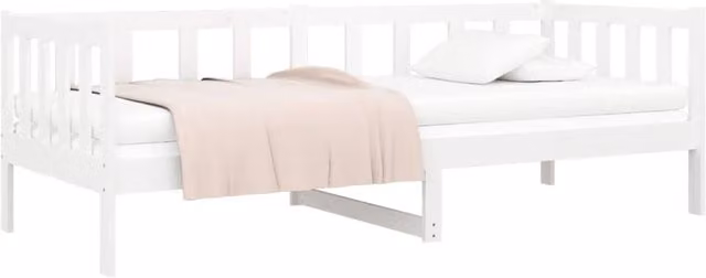 Berkfield Home Beautiful Day Bed in White Lacquered Solid Pine Wood, W/D/H: 200 x 80 x 66 cm