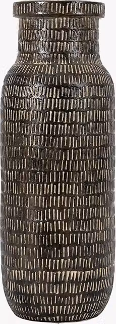 Perch & Parrow Score Tall Abstract Ceramic Tabletop Vase in Black