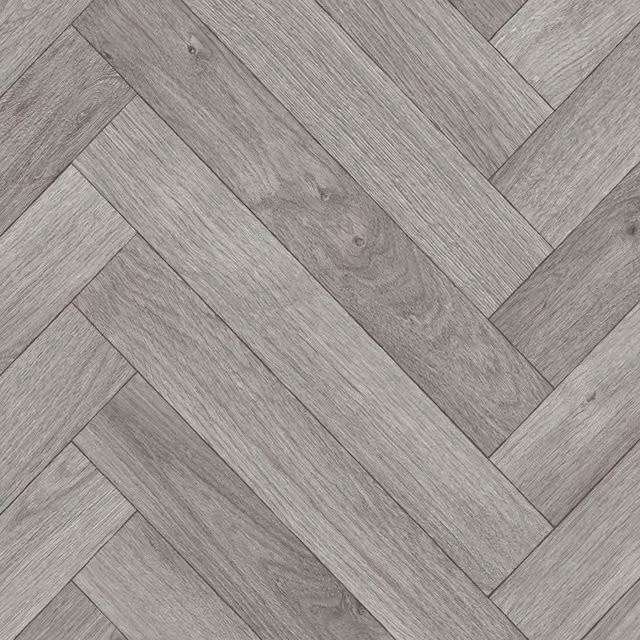 Vinyl Flooring UK Light Grey Herringbone Wood Effect 2.0mm Sheet Vinyl Flooring, W: 200 cm, D: 300 cm