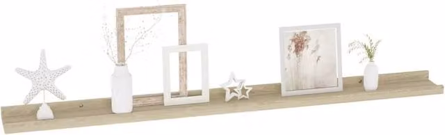 Berkfield Home Decorative Wall Shelves, 4 Piece Set in Sonoma Oak, Light Tan, W: 100 cm, D: 9 cm, H: 3 cm
