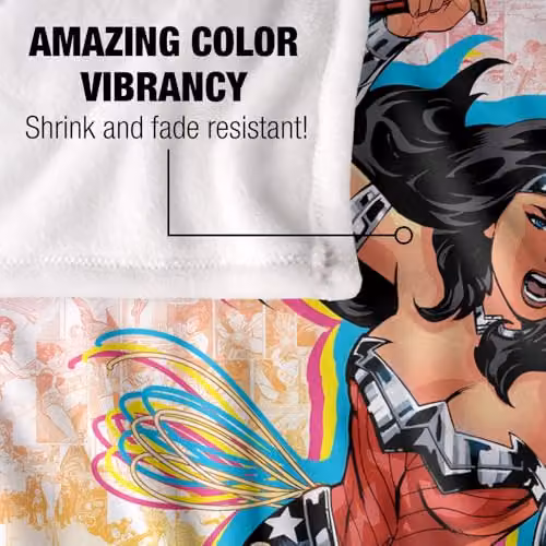 DC Comics Wonder Woman Super Soft Fleece Throw Blanket, Multicolour, W: 152 cm, D: 127 cm – 4