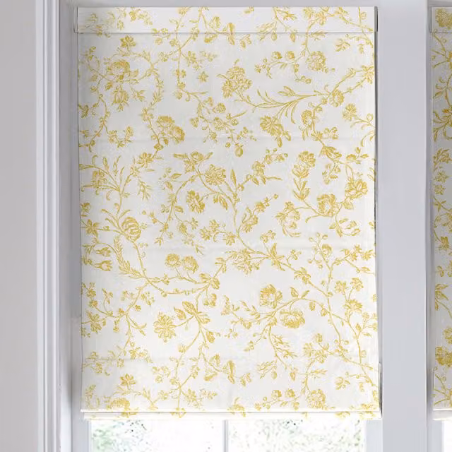 Laura Ashley Aria Made to Measure Blackout Floral Roman Blind in Yellow