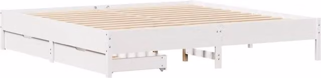 Berkfield Home Super King Solid Wood Bed Frame in White, W/D/H: 180 x 200 x 36.5 cm