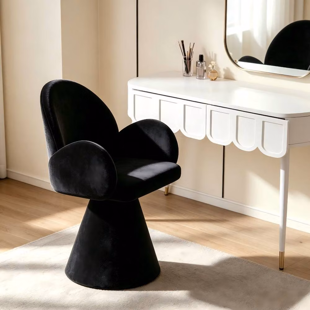 Rolipo Luxury Black Rotating Vanity Stool for Bedroom Dressing Tables – 3