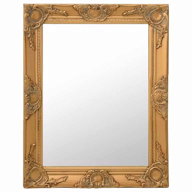 Berkfield Home Baroque Style Rectangular Wall Mirror in Gold, W: 50 cm, H: 60 cm