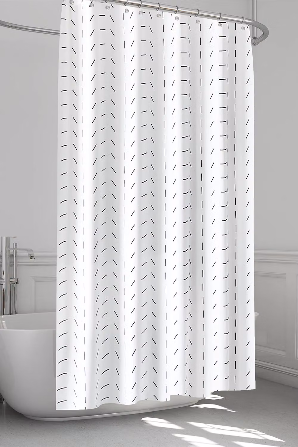 Neel Blue White Polyester Waterproof and Mould Resistant Bathroom Shower Curtain with Eyelets, W: 180 cm, H: 180 cm – 3