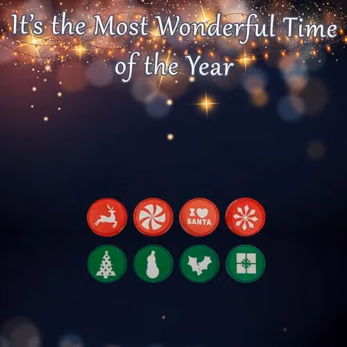 VFM e-Store Christmas Themed Rubber Stamps, 8 Pack, Multicolour, W: 18.4 cm, D: 12.1 cm, H: 2.9 cm – 4