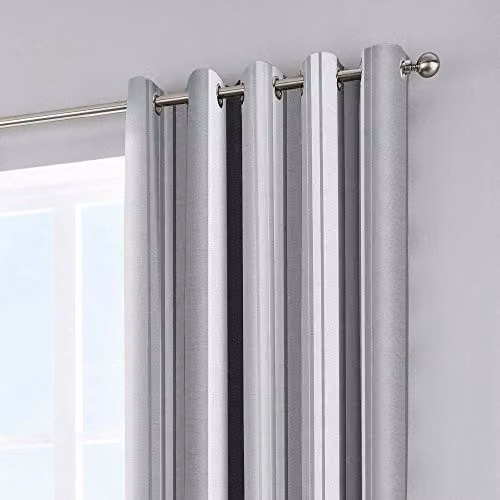 Fusion Grey Striped Eyelet Curtains, 2 Panels, W: 117 cm, H: 183 cm – 3