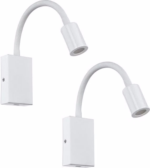 Loops 2 Pack White Modern LED Wall Lights with Rocker Switch and 3.5W Bulbs Included