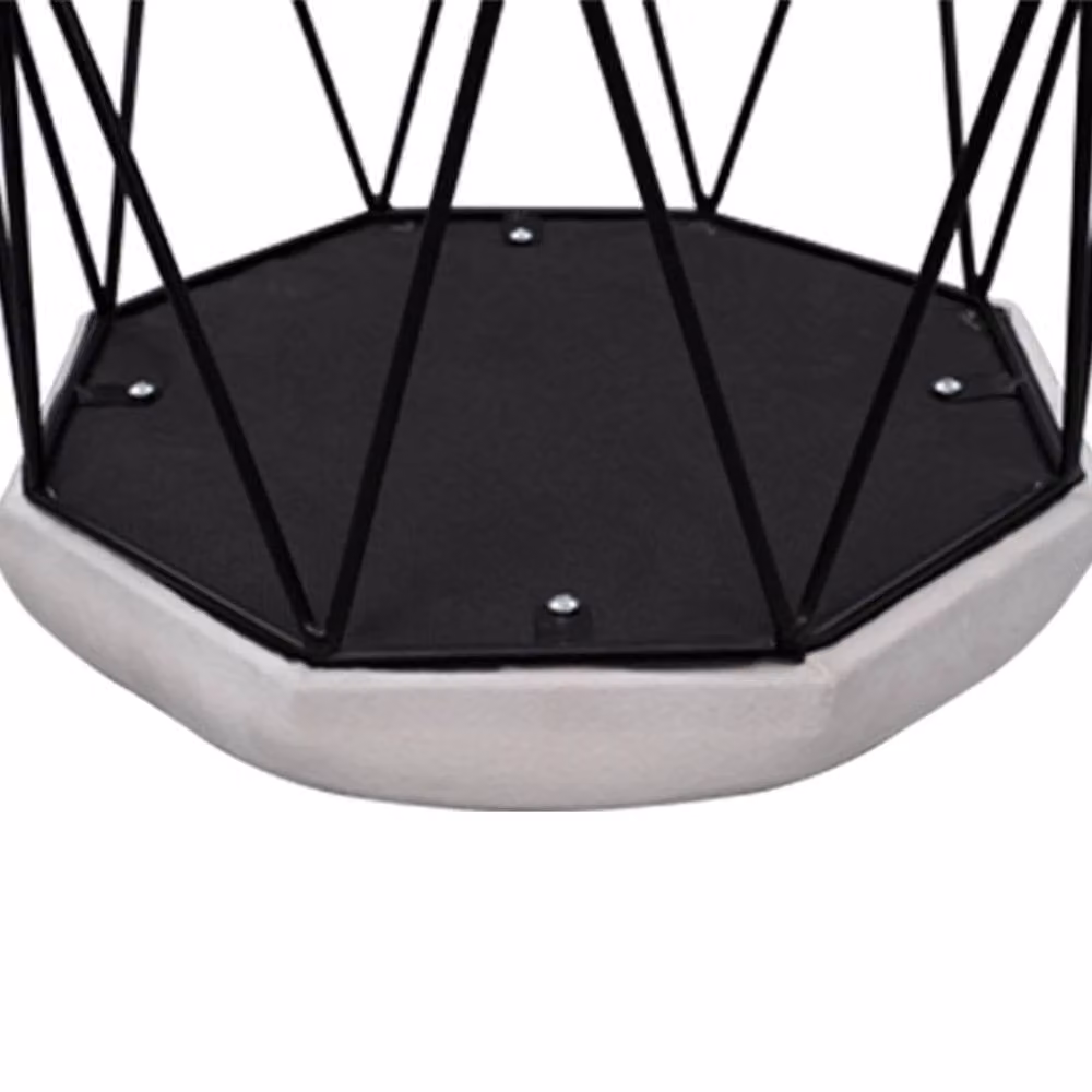 NESTLUNE White Velvet Dressing Table Stool with Metal Frame – 3