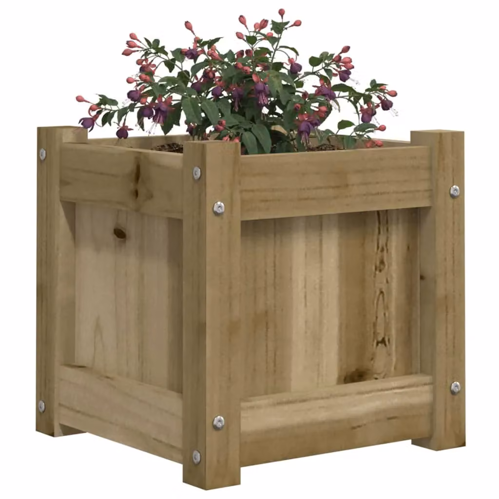 Berkfield Home Set of 2 Impregnated Pine Wood Garden Planter Tubs in Brown – 3