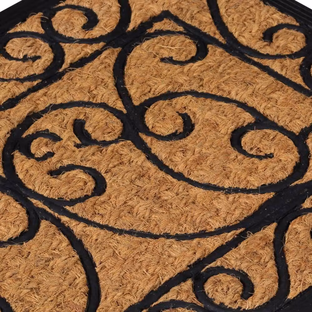 Berkfield Home Durable Rectangular Door Mat in Brown and Black, W/D: 75 x 45 cm, Rubber and Coir – 4