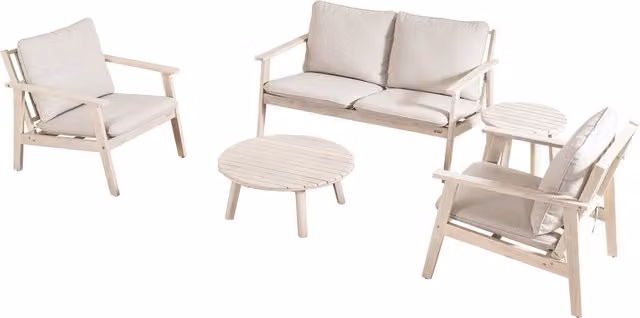 Abrihome Solid Acacia Wood 2-Seater Outdoor Garden Sofa Set in Natural Wood