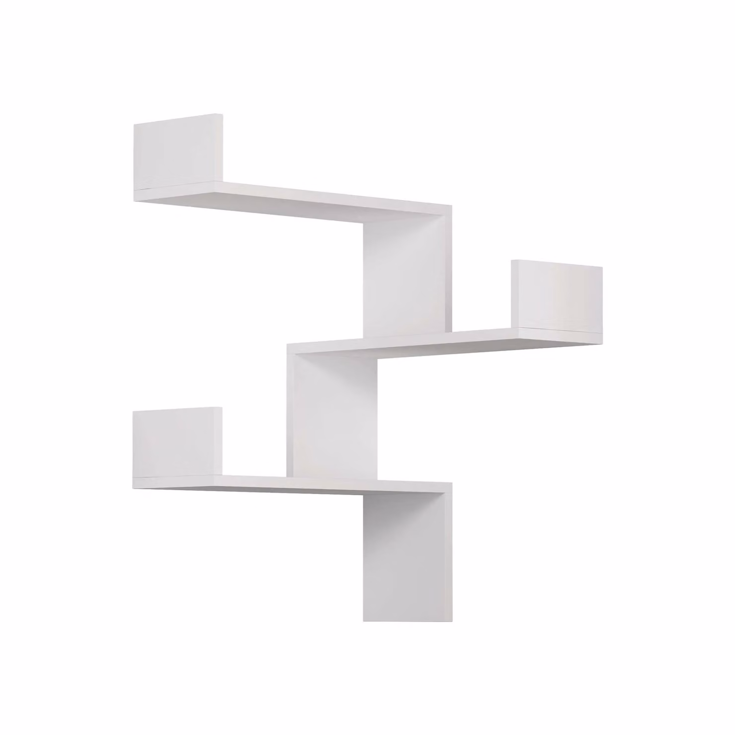 Decortie Luksa White Wall Mounted Corner Bookcase with Zigzag Design, W/D/H: 60 x 60 x 90 cm – 2