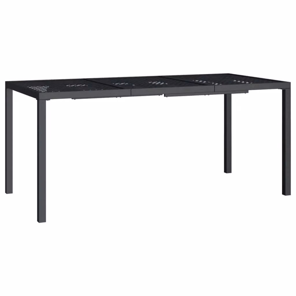 Berkfield Home Modern Geometric Garden Table in Anthracite Black Metal, W/D/H: 165 x 80 x 72 cm – 2