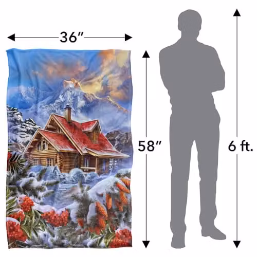 JQ Licensing En Winter Cabin Super Soft Fluffy Fleece Throw Blanket, Multicolour, W: 91 cm, D: 147 cm – 4