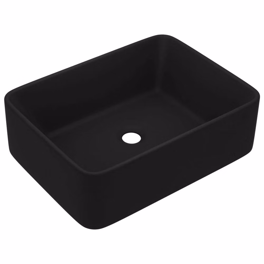Berkfield Home Luxury Ceramic Rectangular Wash Basin in Matt Black, W: 41 cm, D: 30 cm, H: 12 cm – 3